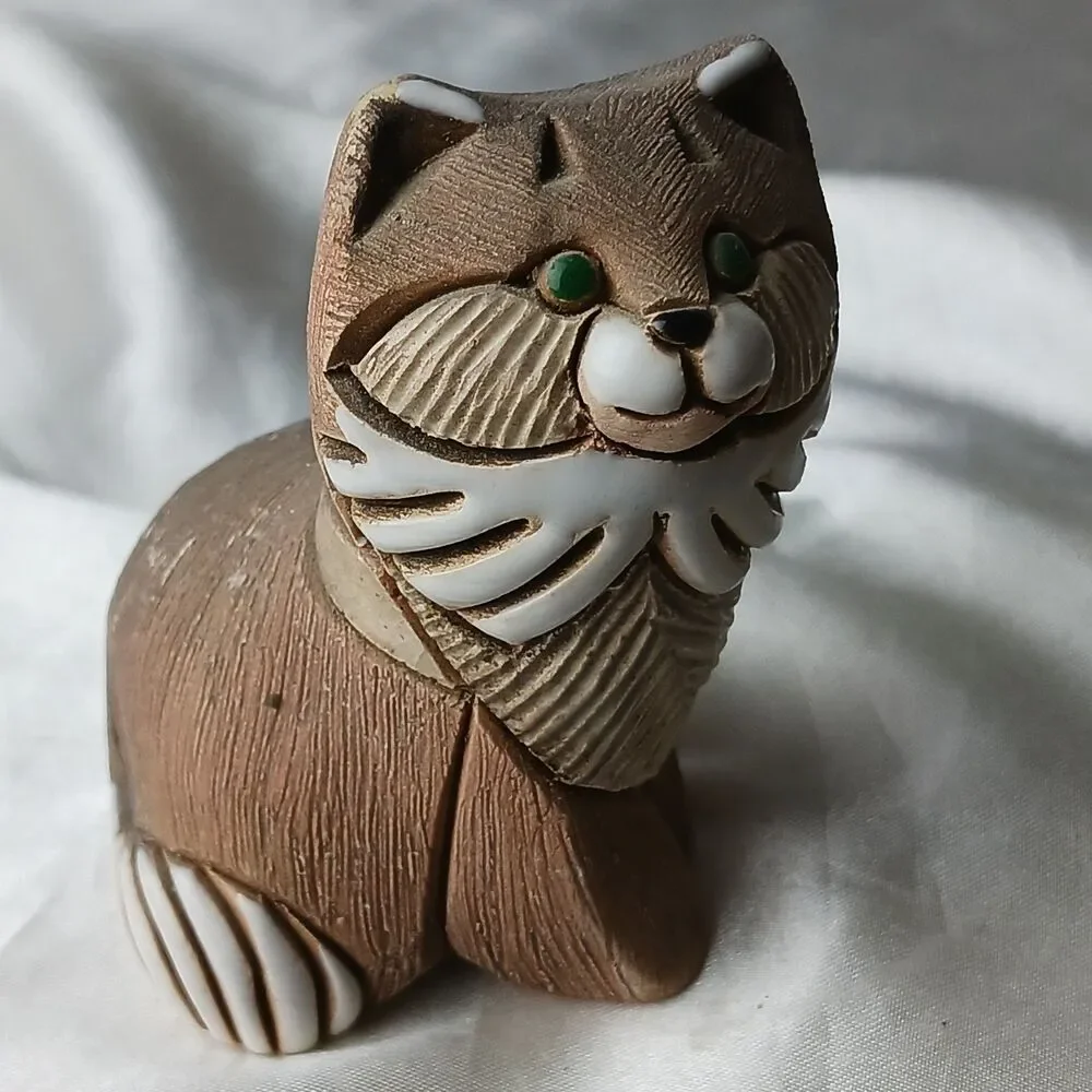 Vintage Artesania Rinconada Art Pottery Hand Crafted Clay Figurine-SOMALI CATS
